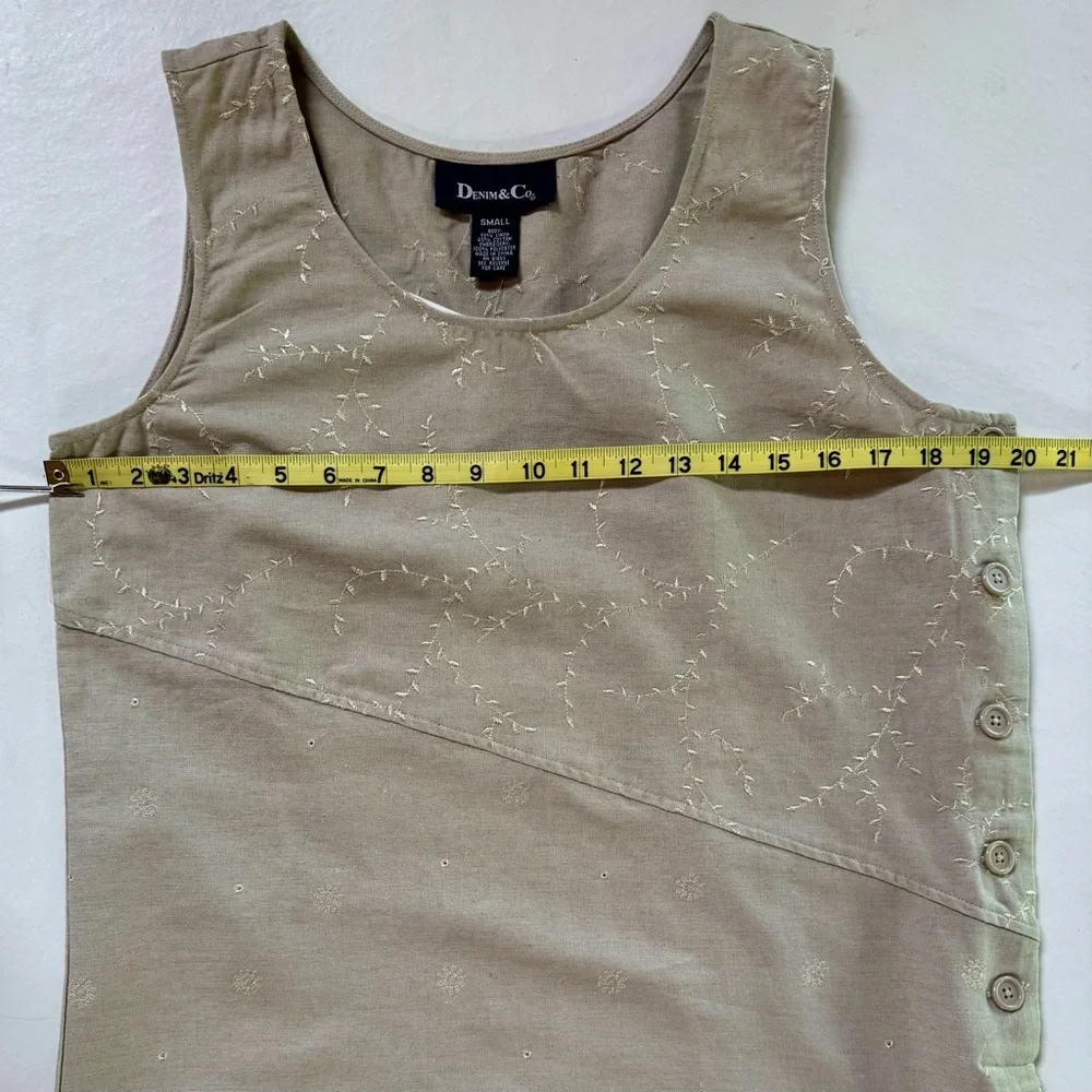 Linen Blend Sleeveless Embroidered Eyelet Maxi Dress (S) - Picture 8 of 16